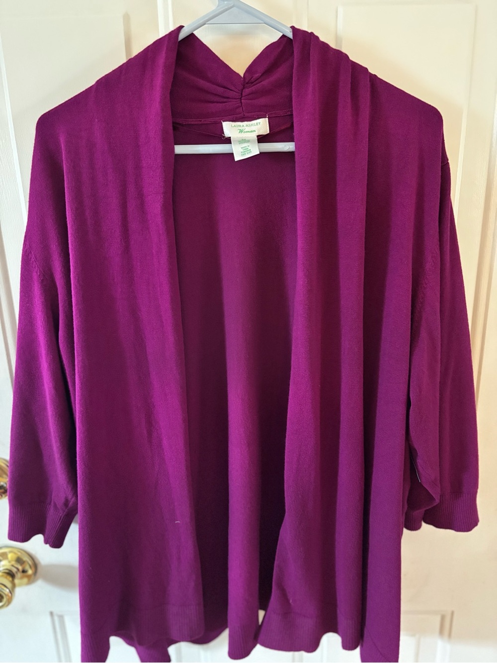 Laura Ashley Women’s Magenta Open-Front Cardigan